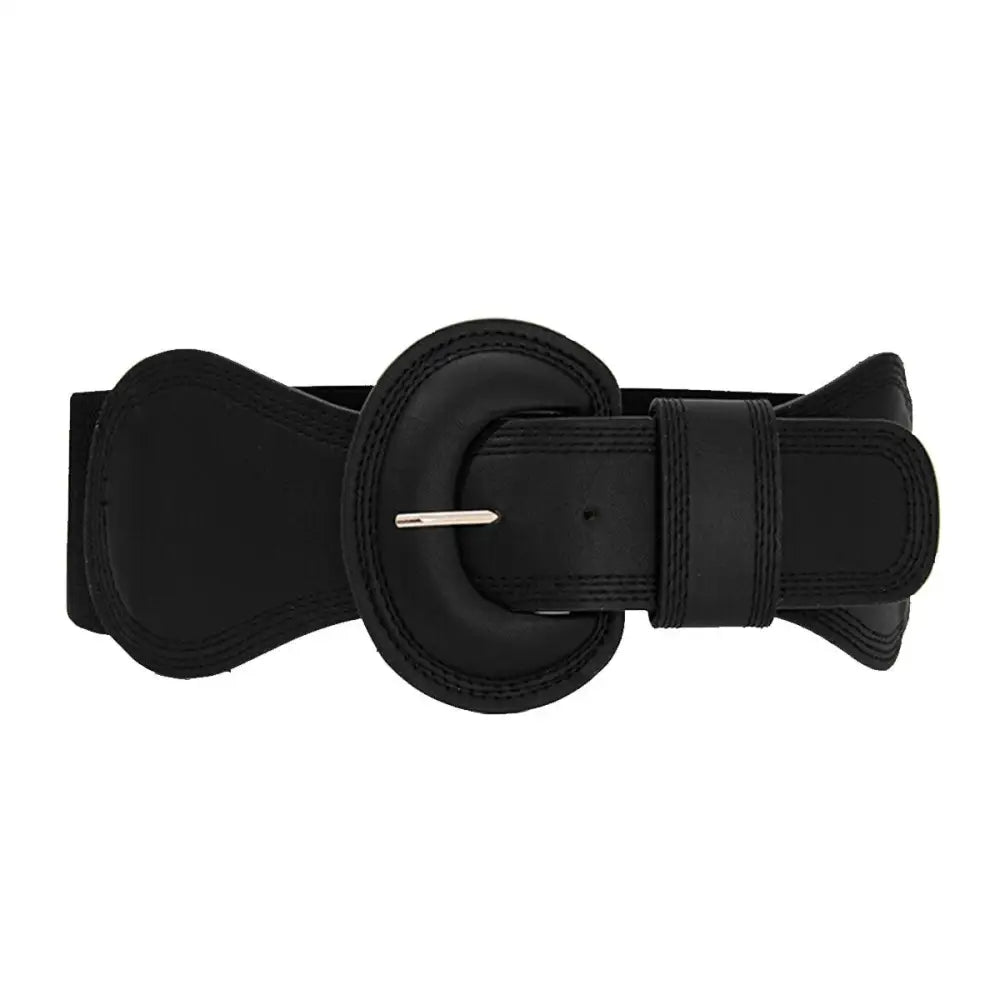 Nikoline Belt stylish wide black belt with round buckle for women’s fashionable outfits