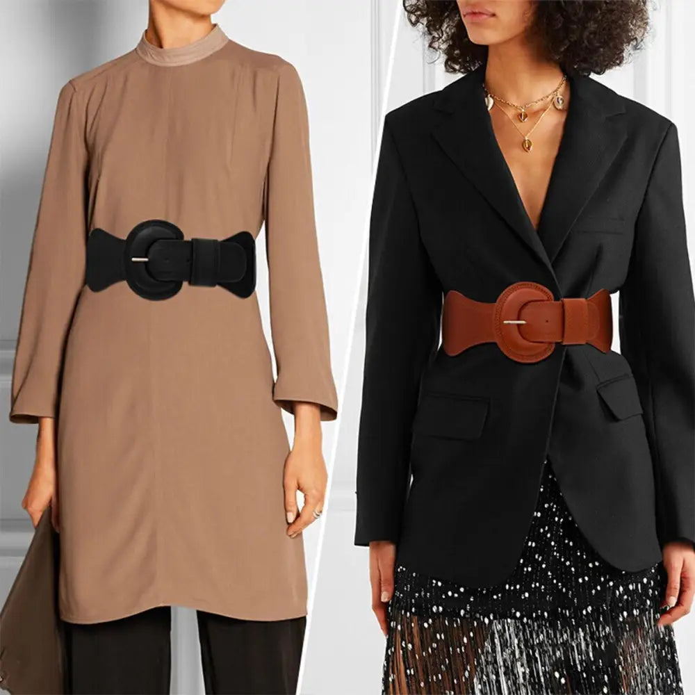Nikoline belt styled outfits for women featuring wide belts and fashionable accessories