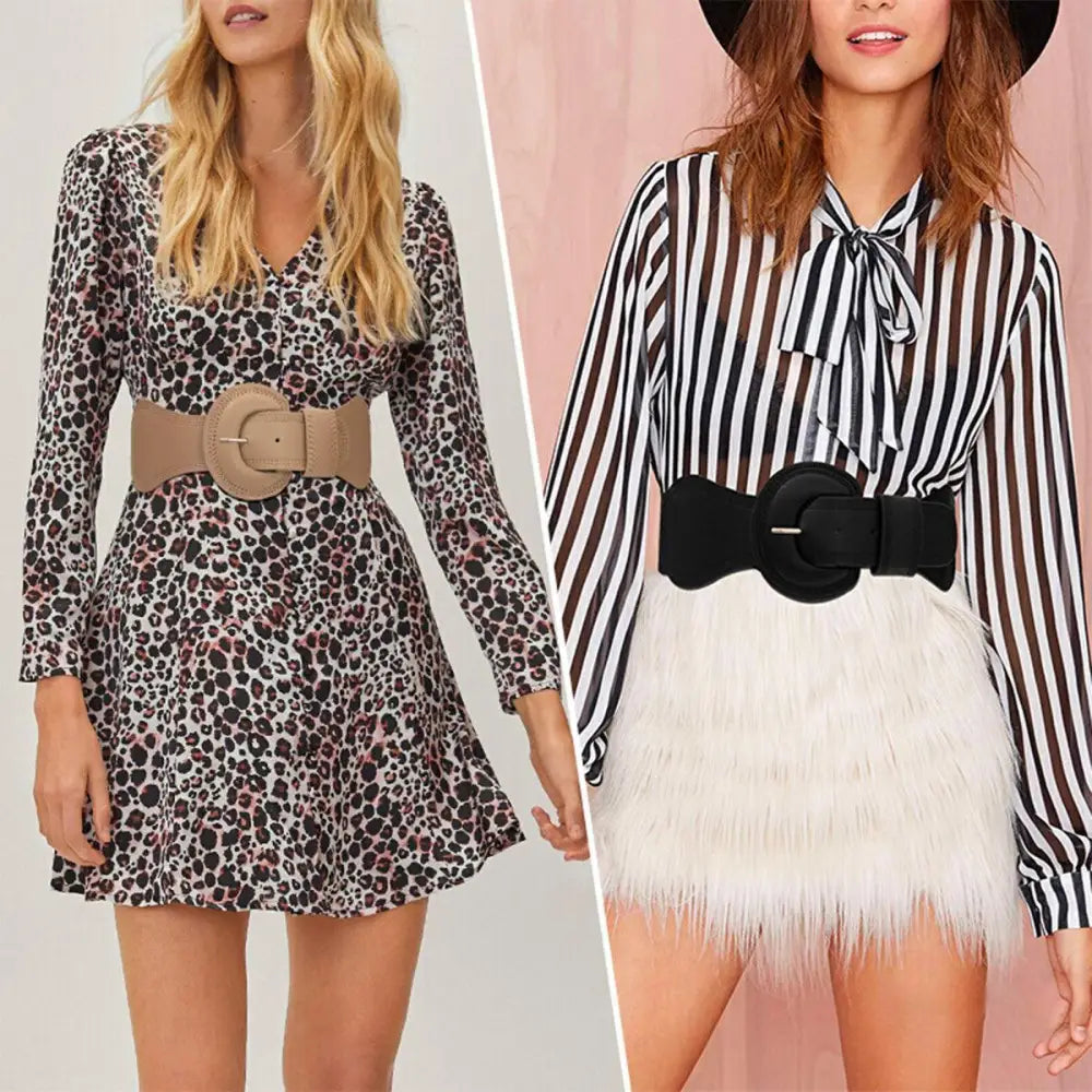 Two women wearing stylish outfits featuring the Nikoline Belt for fashionable looks