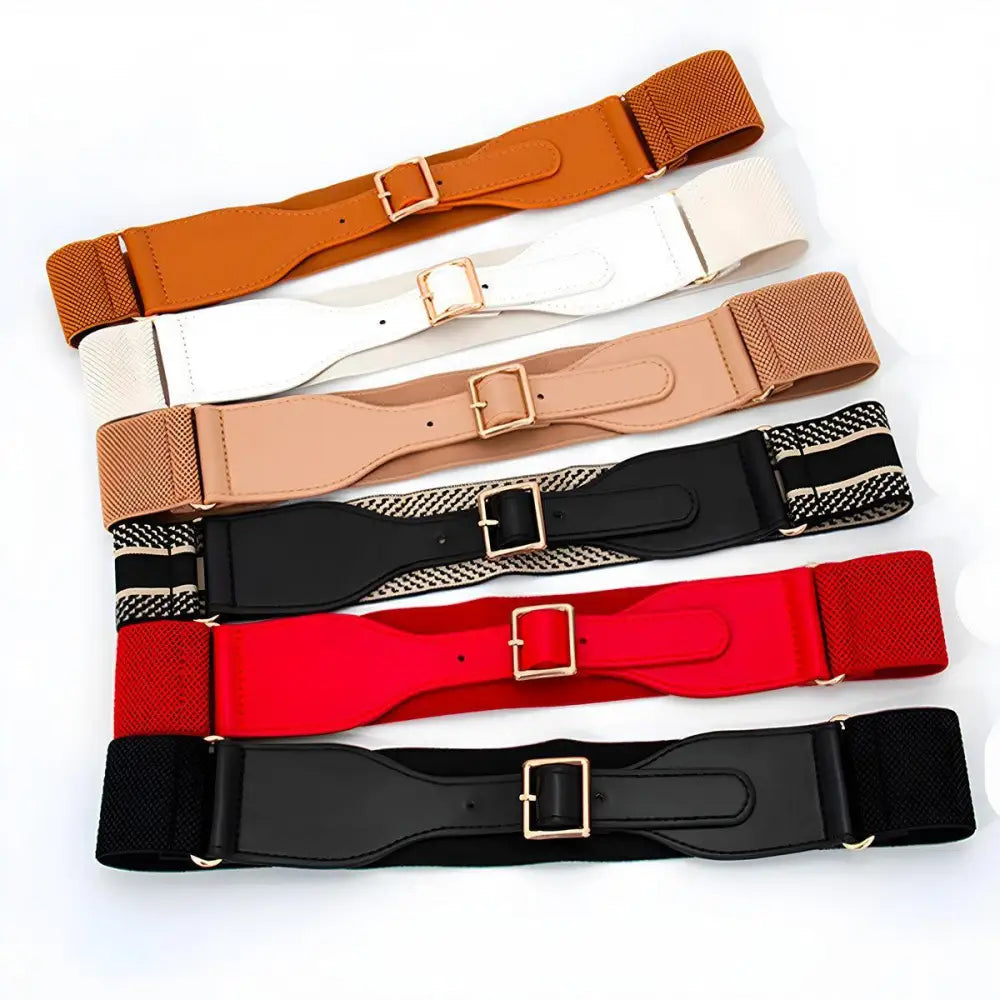 Assorted elastic waist belts including Osanna belt and black waist belt for stylish dress wear