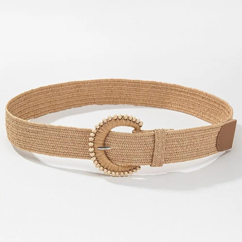 Melcia Belt woven straw with beaded buckle for elegant style and sophisticated look