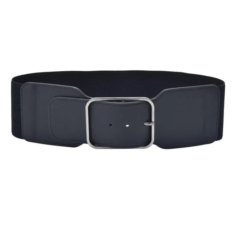 Clara Belt wide elastic waist belt with silver buckle in beige for stylish fashion wear