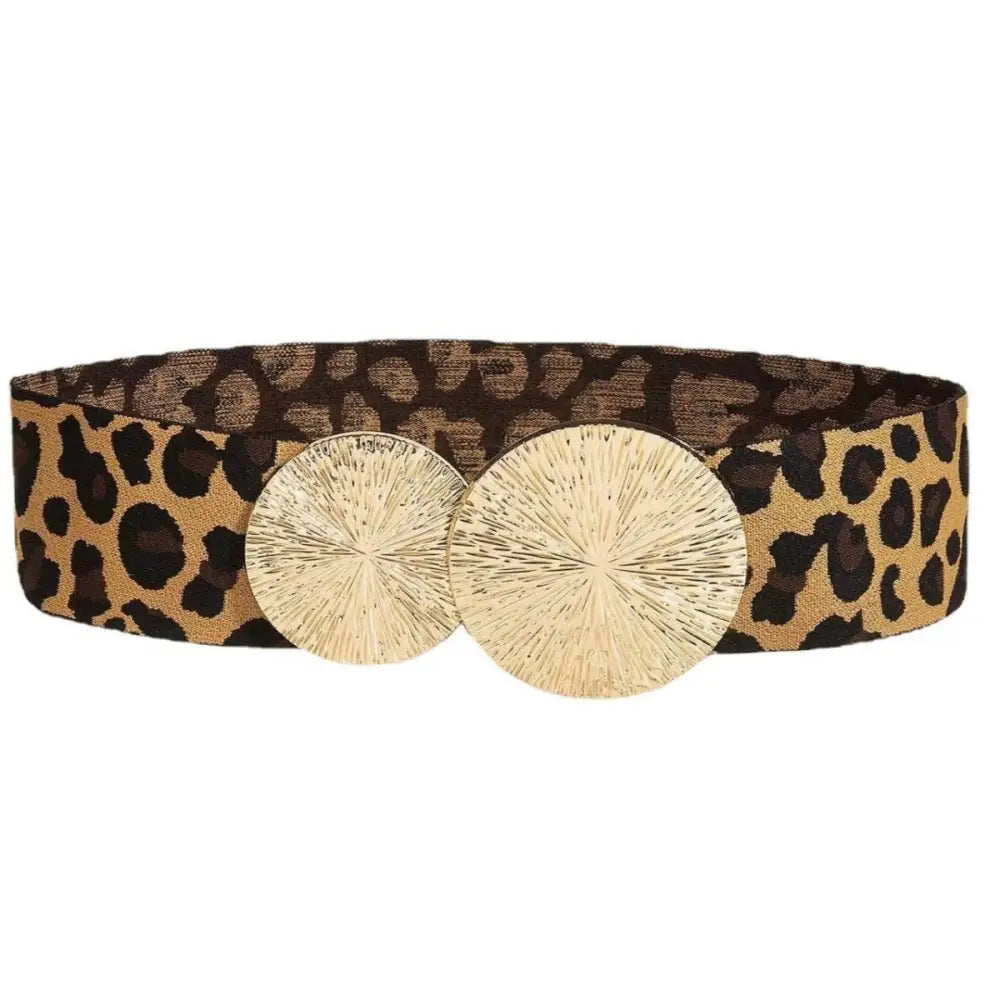 Leopolda High Belt with Leopard Print and Gold Circular Buckle for stylish accessories