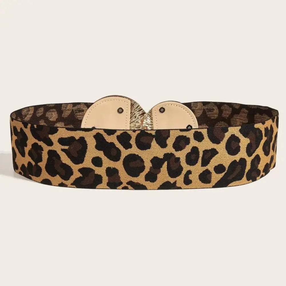 Leopolda High Belt with Leopard Print and Gold Circular Buckle for fashionable style