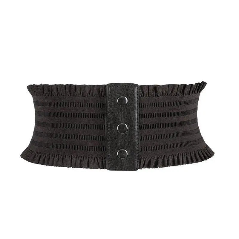 Black elastic corset belt with button closure from White Elastic Waist Belt collection