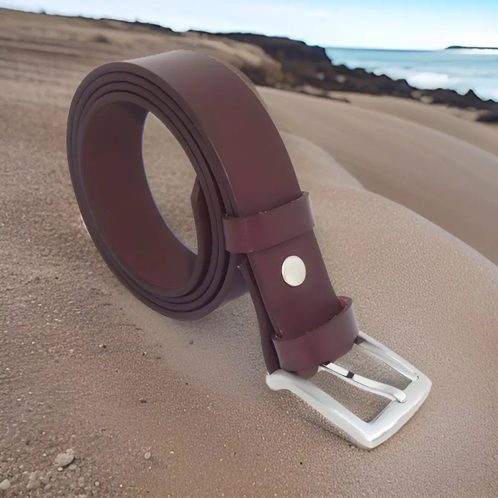 Vegetable Tanned Leather Belt with Silver Buckle offers exceptional style and craftsmanship