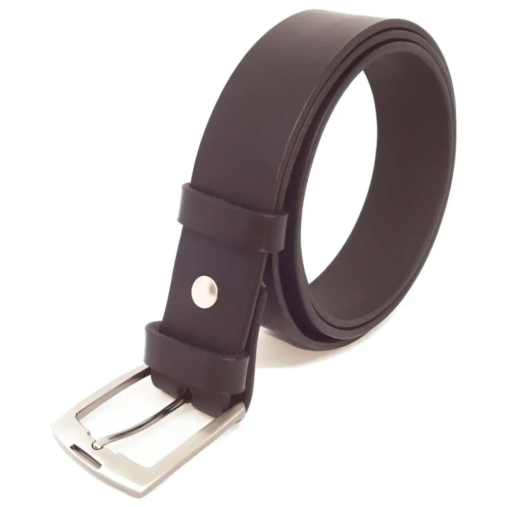 Brown leather belt with silver buckle displayed in Pink Leather Belt with Silver Buckle product image