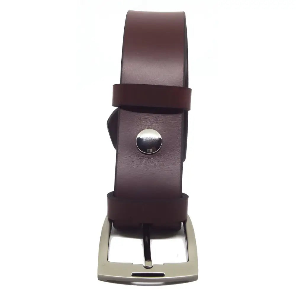 Brown leather belt with silver buckle displayed alongside a Pink Leather Belt with Silver Buckle