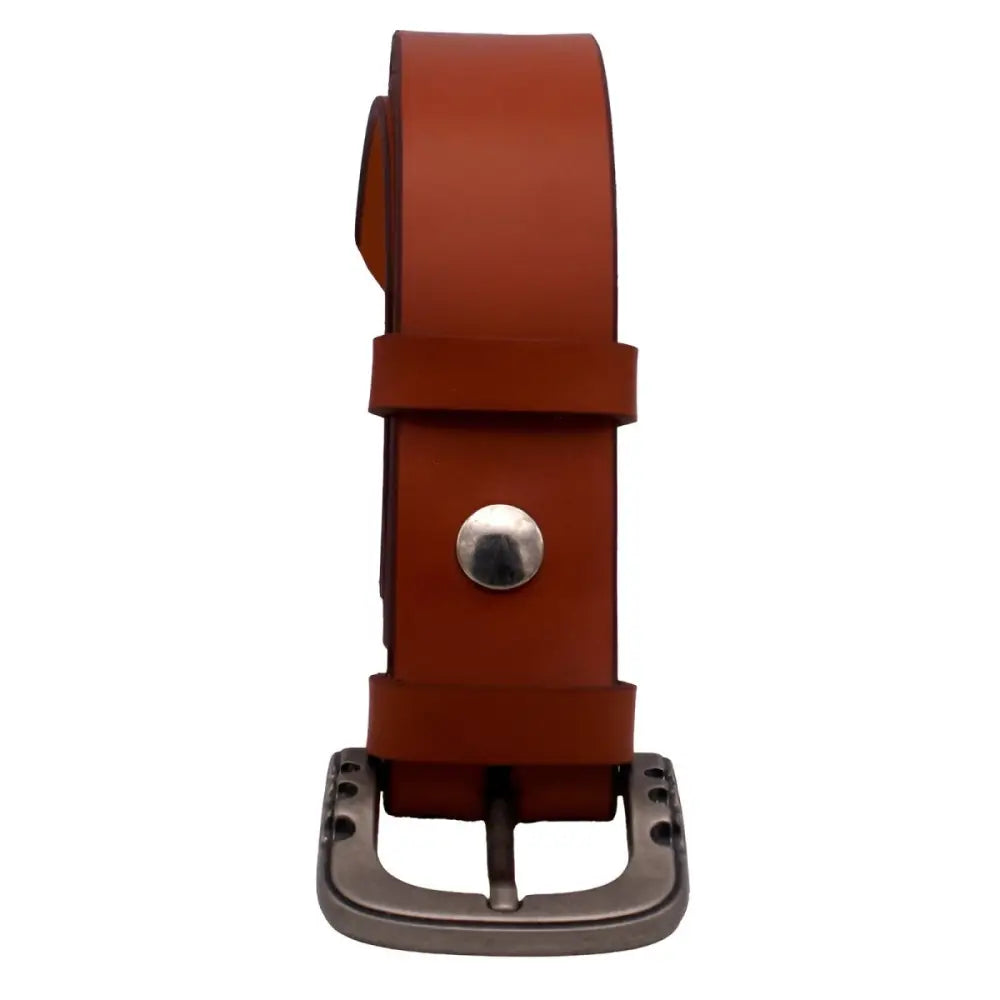 Théo Leather Belt with Metal Buckle for Men and Women showcasing brown leather belt