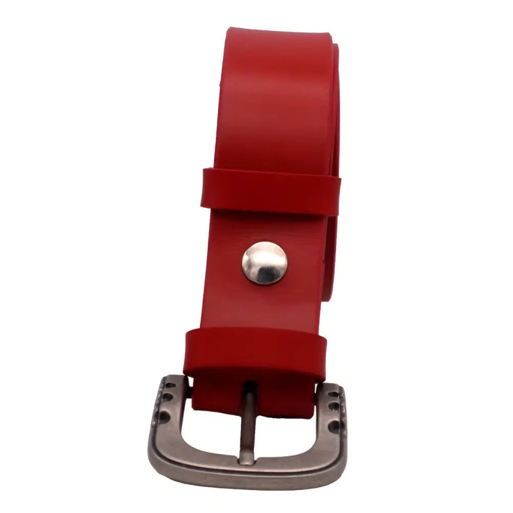 Red Théo Leather Belt with Metal Buckle for Men and Women suitable for stylish wear