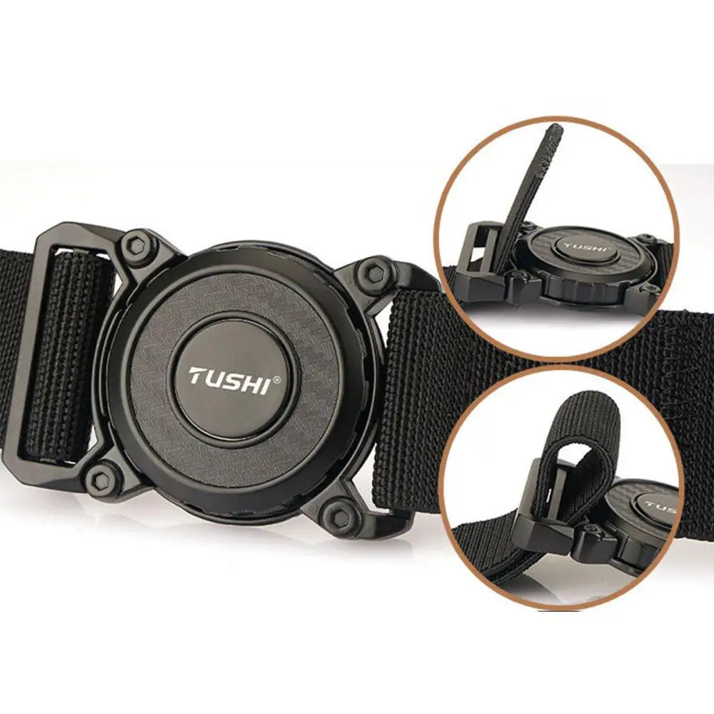 Black nylon tactical belt with circular buckle from Balki Model Tactical Belt Set