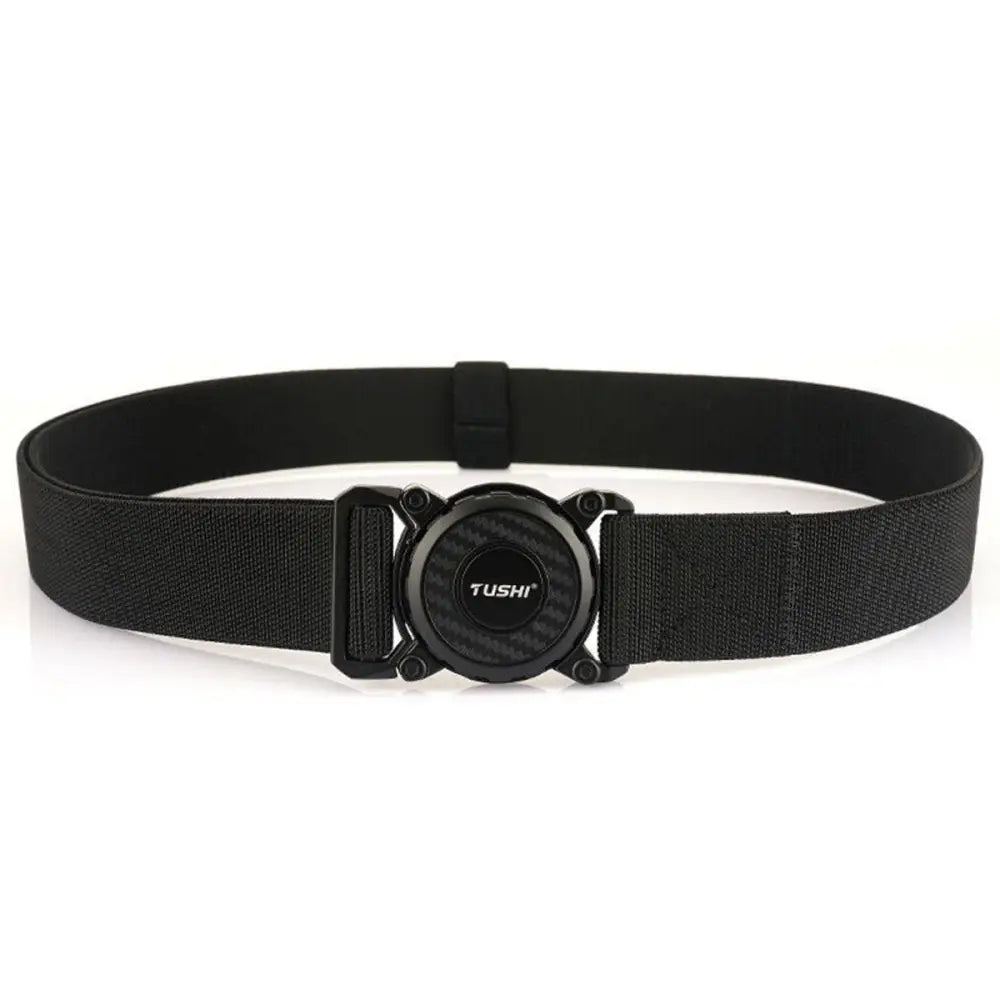 Black elastic tactical belt with round buckle from Balki Model Tactical Belt Set