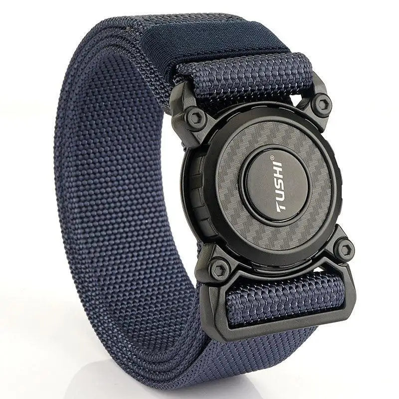 Navy blue woven tactical belt with black buckle from Balki Model Tactical Belt Set