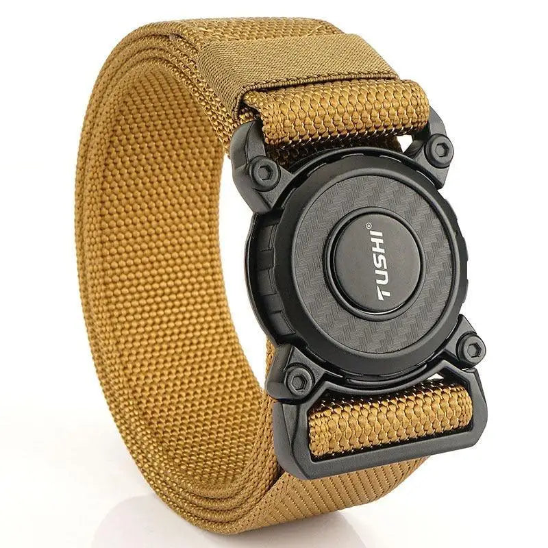 Tan nylon tactical belt with black magnetic buckle for Balki Model Tactical Belt Set
