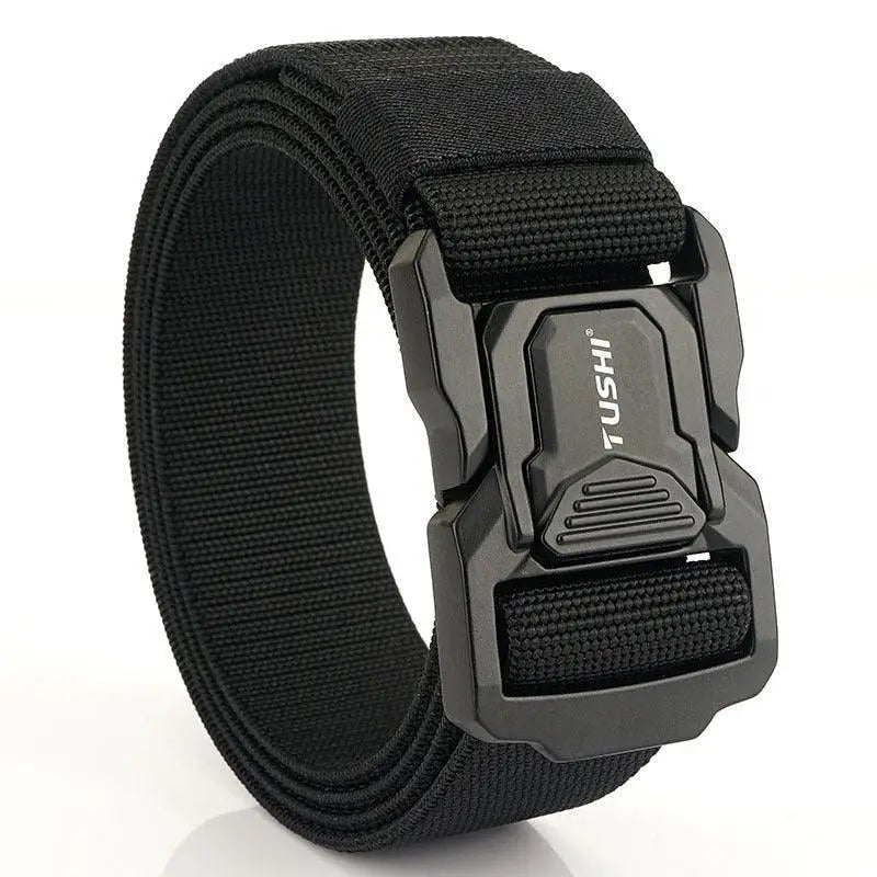 Set of three tactical belts featuring black color and durable metal buckles