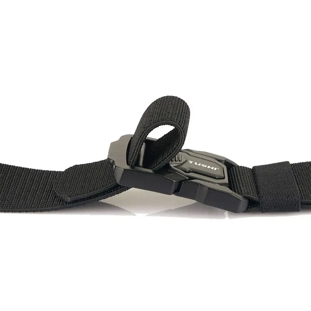 Black nylon tactical belt with metal buckle shown in Set of Three Tactical Belts with Metal Buckles