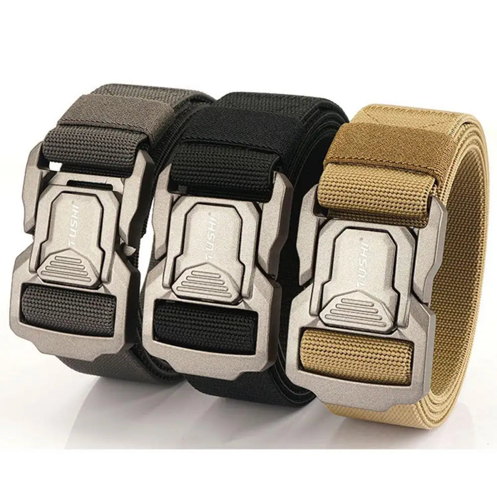 Set of three tactical belts with durable metal buckles for military and outdoor use