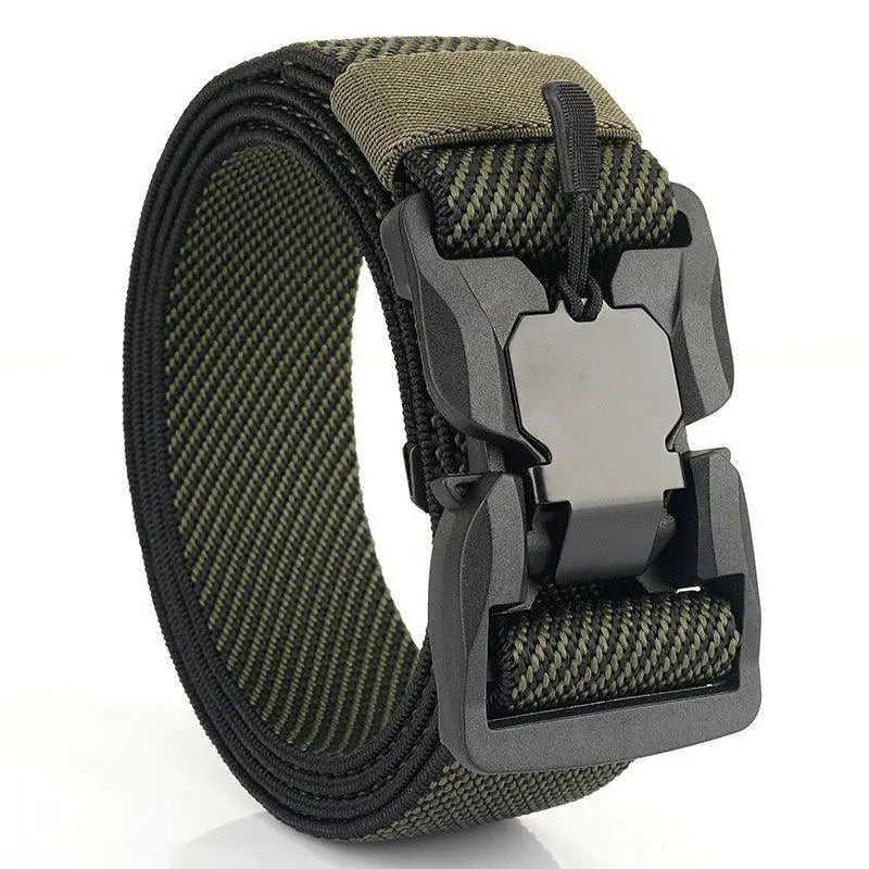 Olive green tactical belt featuring magnetic buckle from the Ketill Model Elastic Tactical Military series