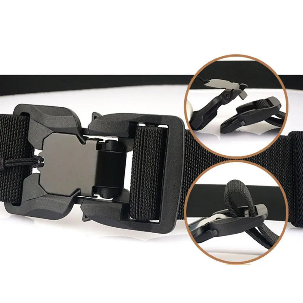 Black magnetic buckle belt from Ketill Model Elastic Tactical Military Belts in Olive Green