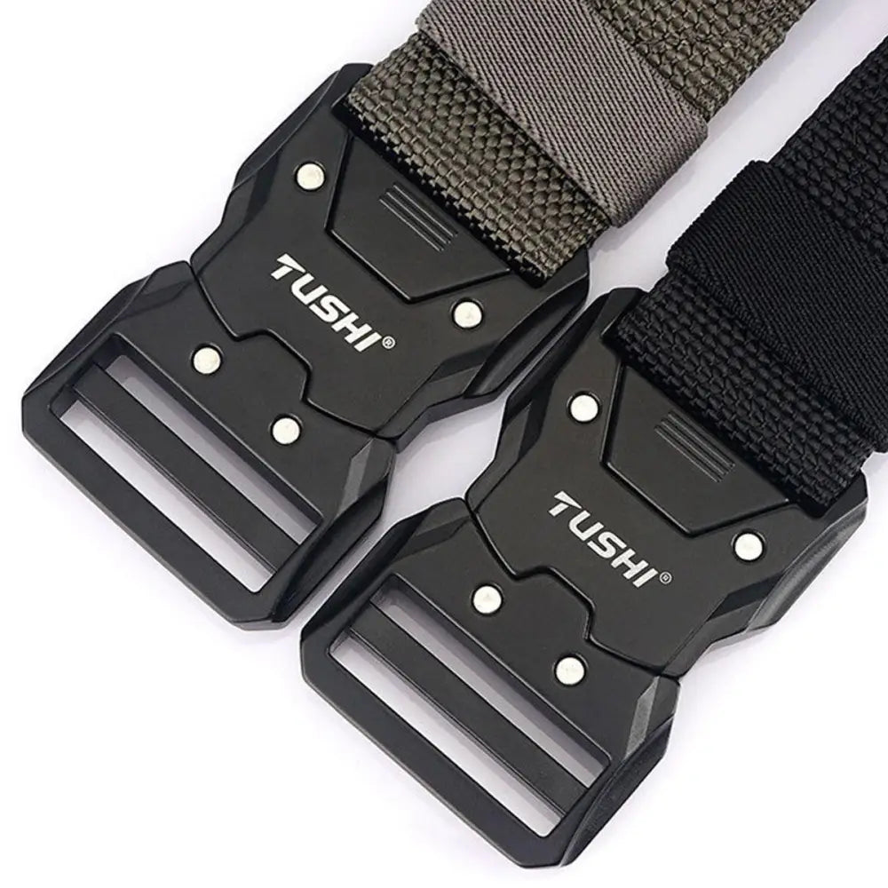 Khennal belt set featuring two tactical belts with durable metal buckles