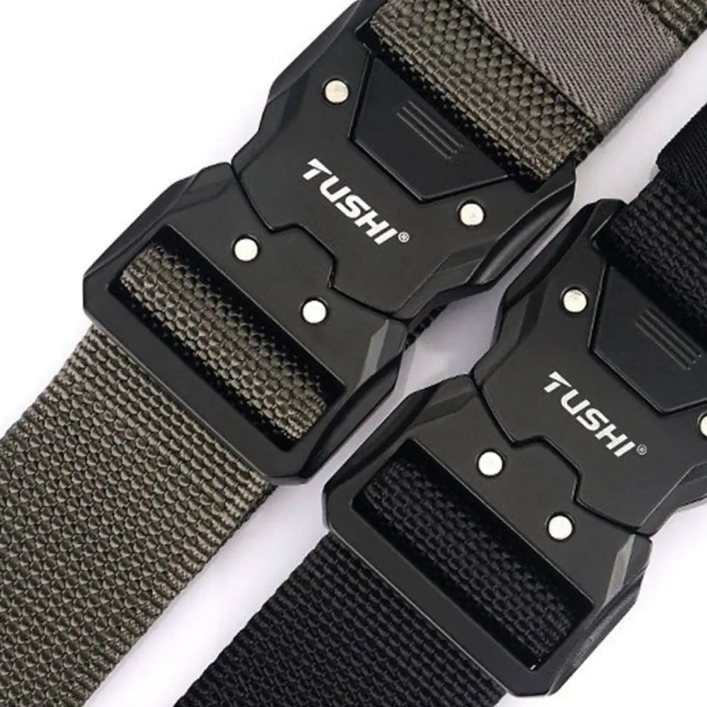 Khennal belt set featuring two TUSHI tactical and nylon belts with metal buckles