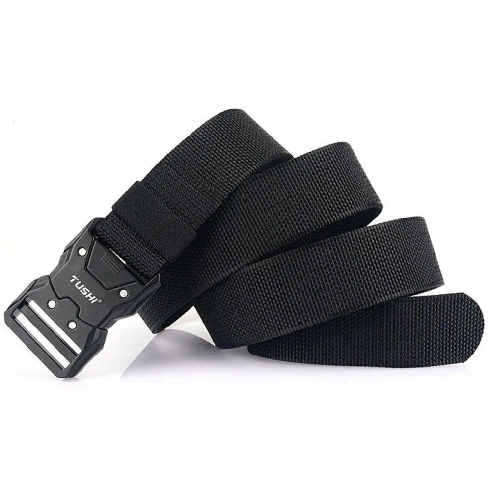Khennal belt set featuring a black nylon belt with metal buckle for tactical use