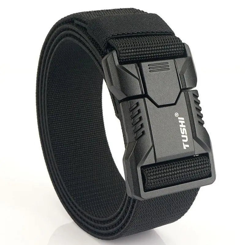 Black nylon thidrik elastic tactical military belt with plastic buckle for combat use