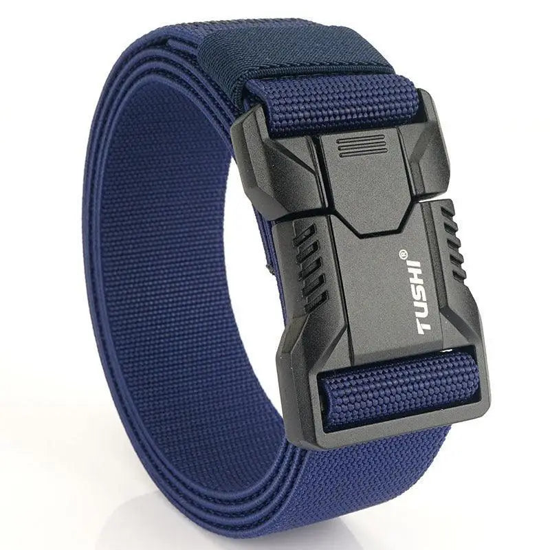Blue nylon Thidrik Elastic Tactical belt with black buckle for military use
