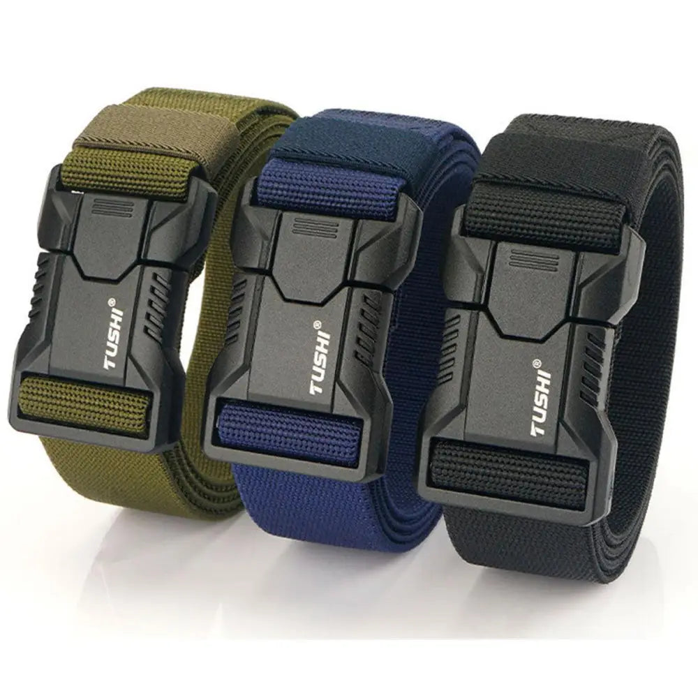 Three Thidrik Elastic Tactical Belts with black buckles for military use