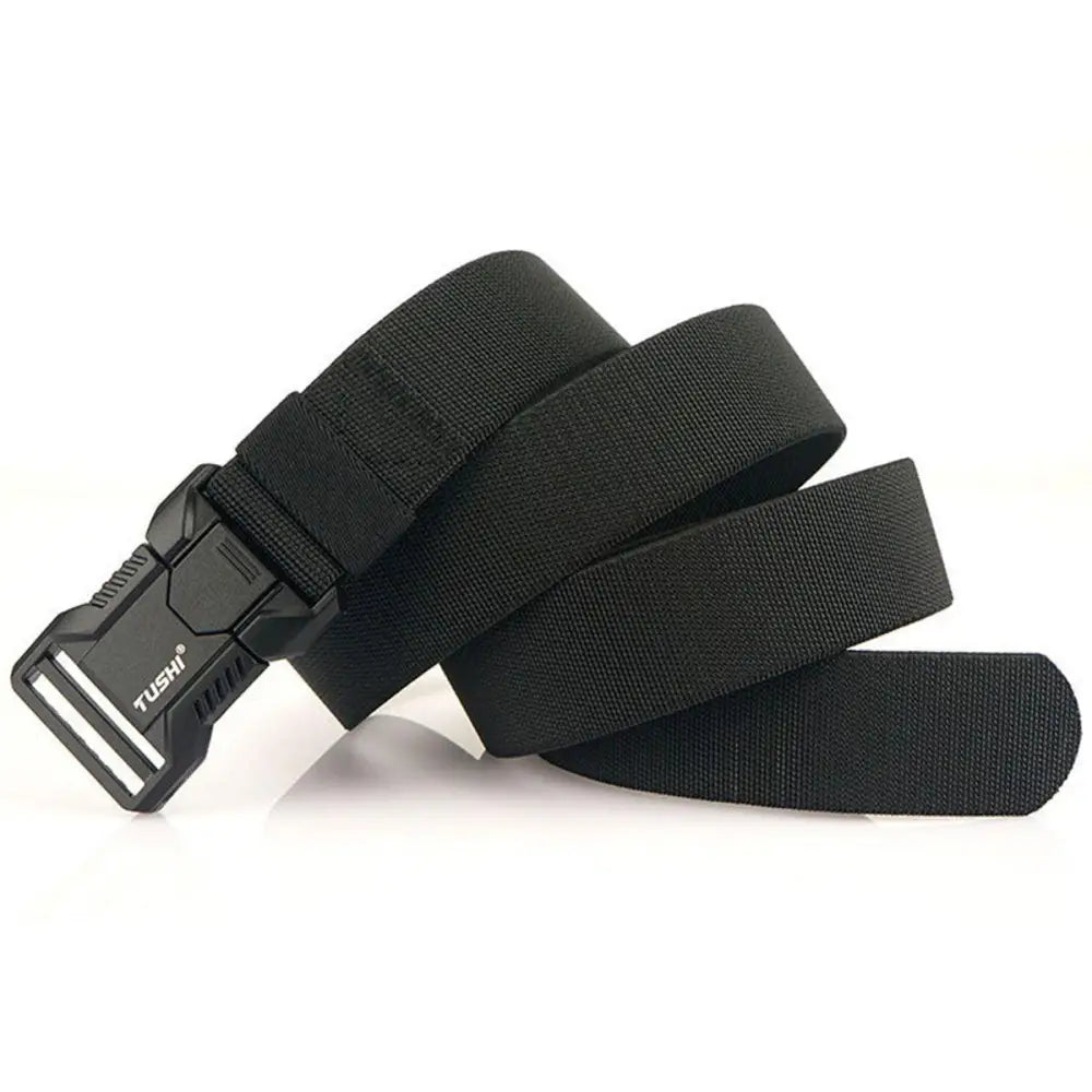 Black nylon Thidrik elastic tactical military belt with buckle for combat and outdoor use
