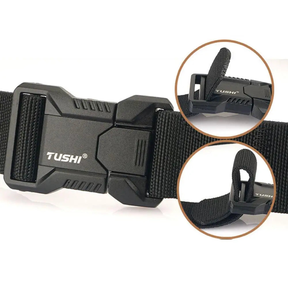Black nylon Thidrik Elastic Tactical belt with plastic buckle for military use