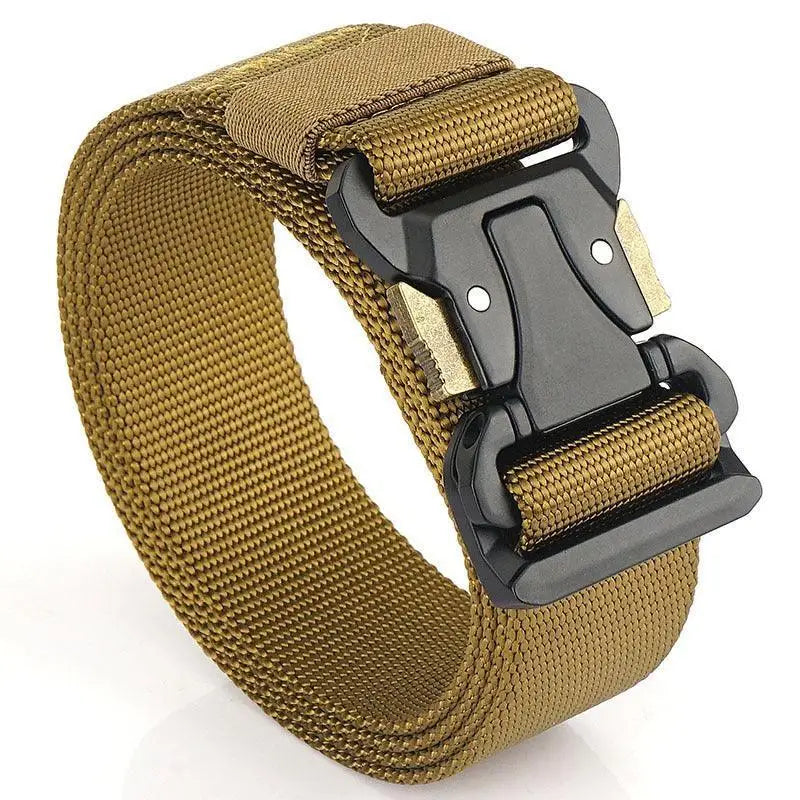 Brown tactical belt with black buckle for hallfred tactical elastic military use