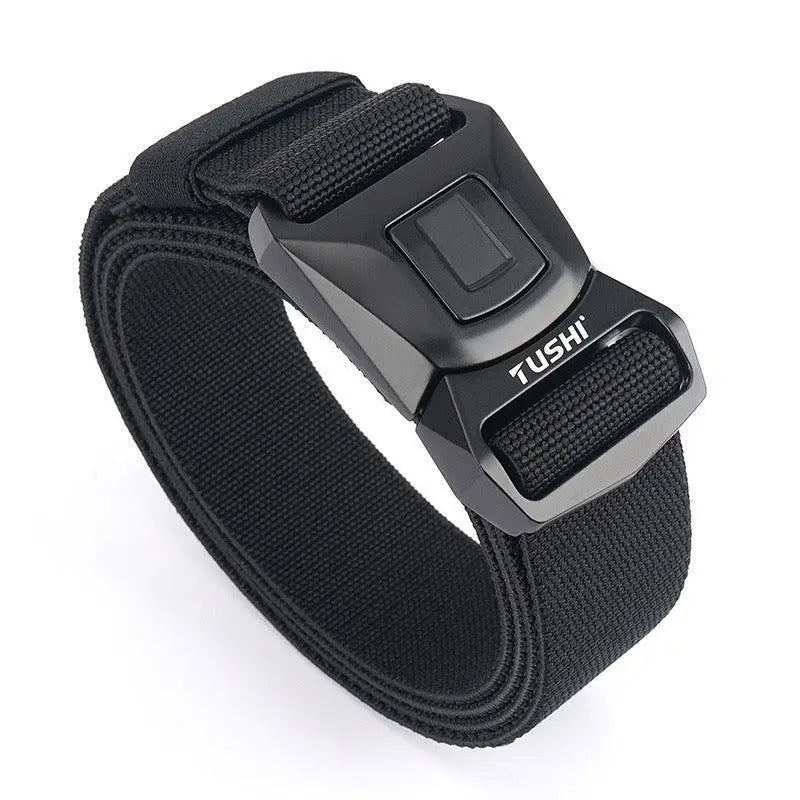 Black nylon tactical military belt with metal black buckle from Koll Tactical Military