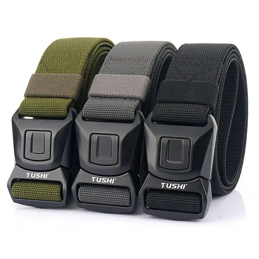 Three nylon web belts from Koll Tactical Military Belts Set with metal and black buckles