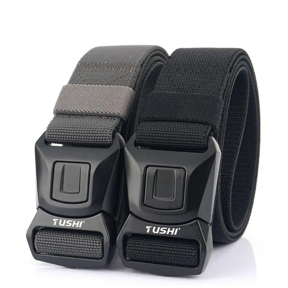 Koll Tactical Military belt set featuring black nylon with metal and black buckles