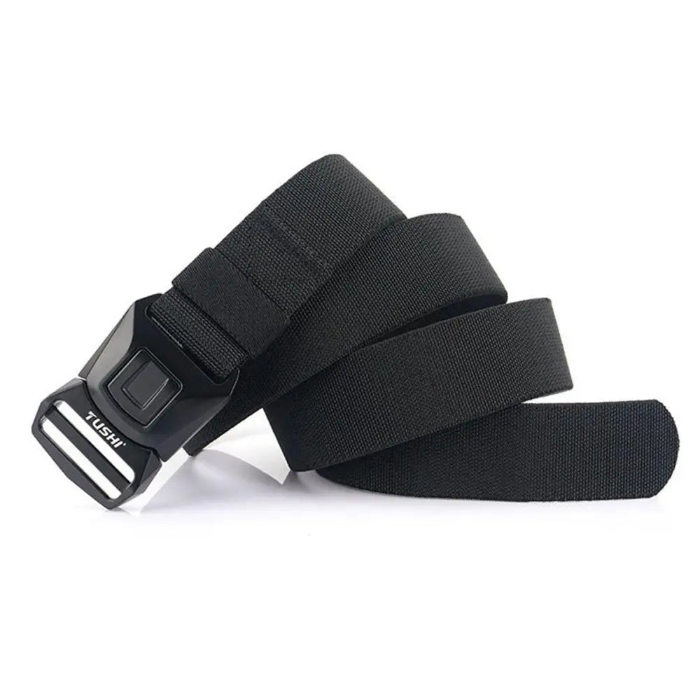 Black nylon Koll Tactical Military belt with plastic buckle for tactical military use