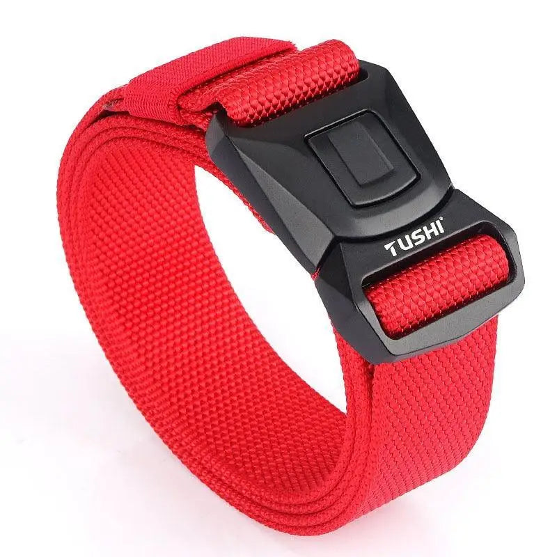 Red nylon tactical military belt with black metal buckle for koll tactical military use
