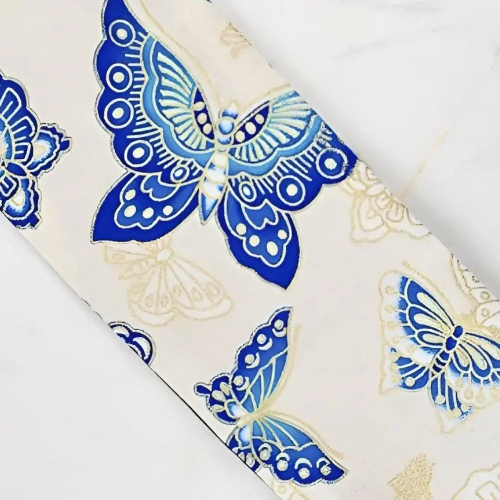 Elegant butterfly-patterned fabric strip and obi belt for sophisticated attire