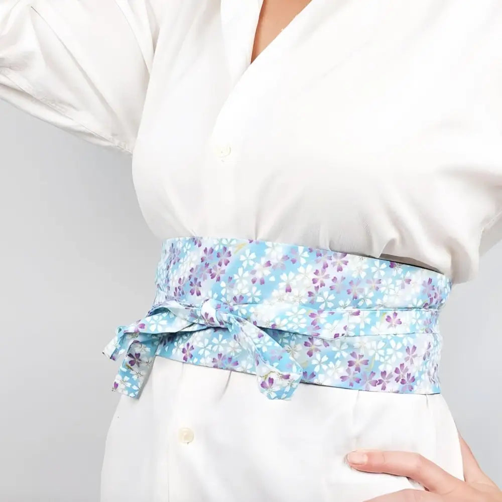 Floral print obi belt from the Floral Patterned Fabric Accessories Set