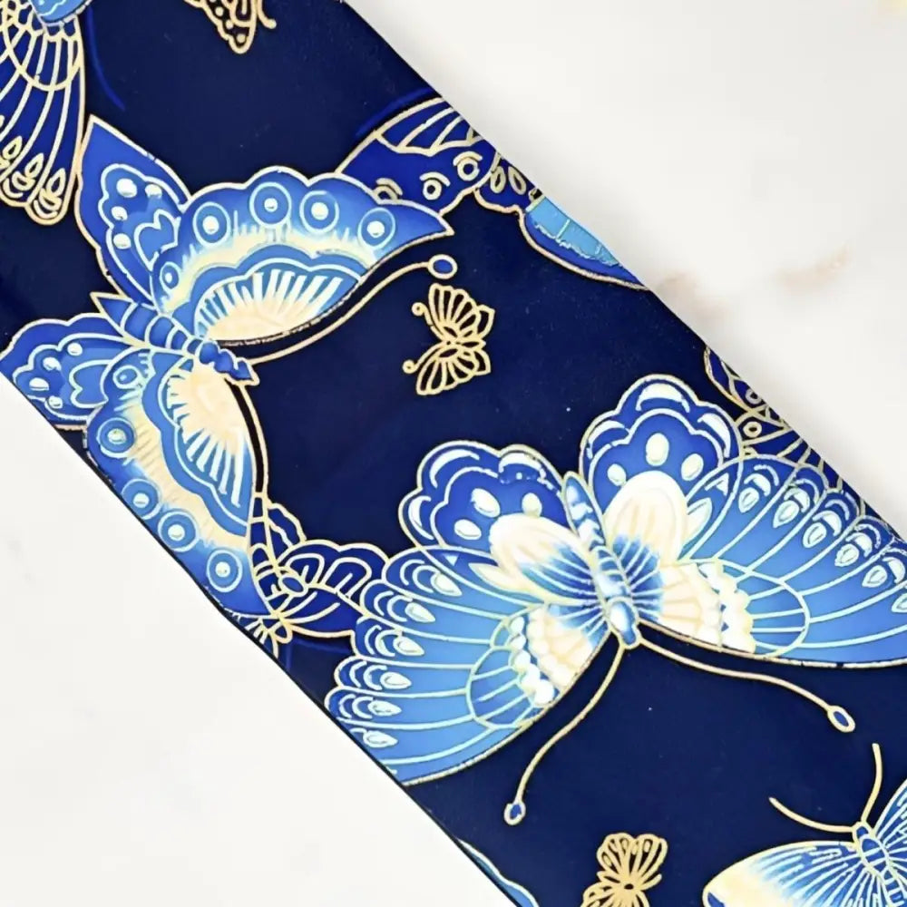Blue butterfly patterned fabric featured in the Blue Butterfly Patterned Fabric Accessories Collection