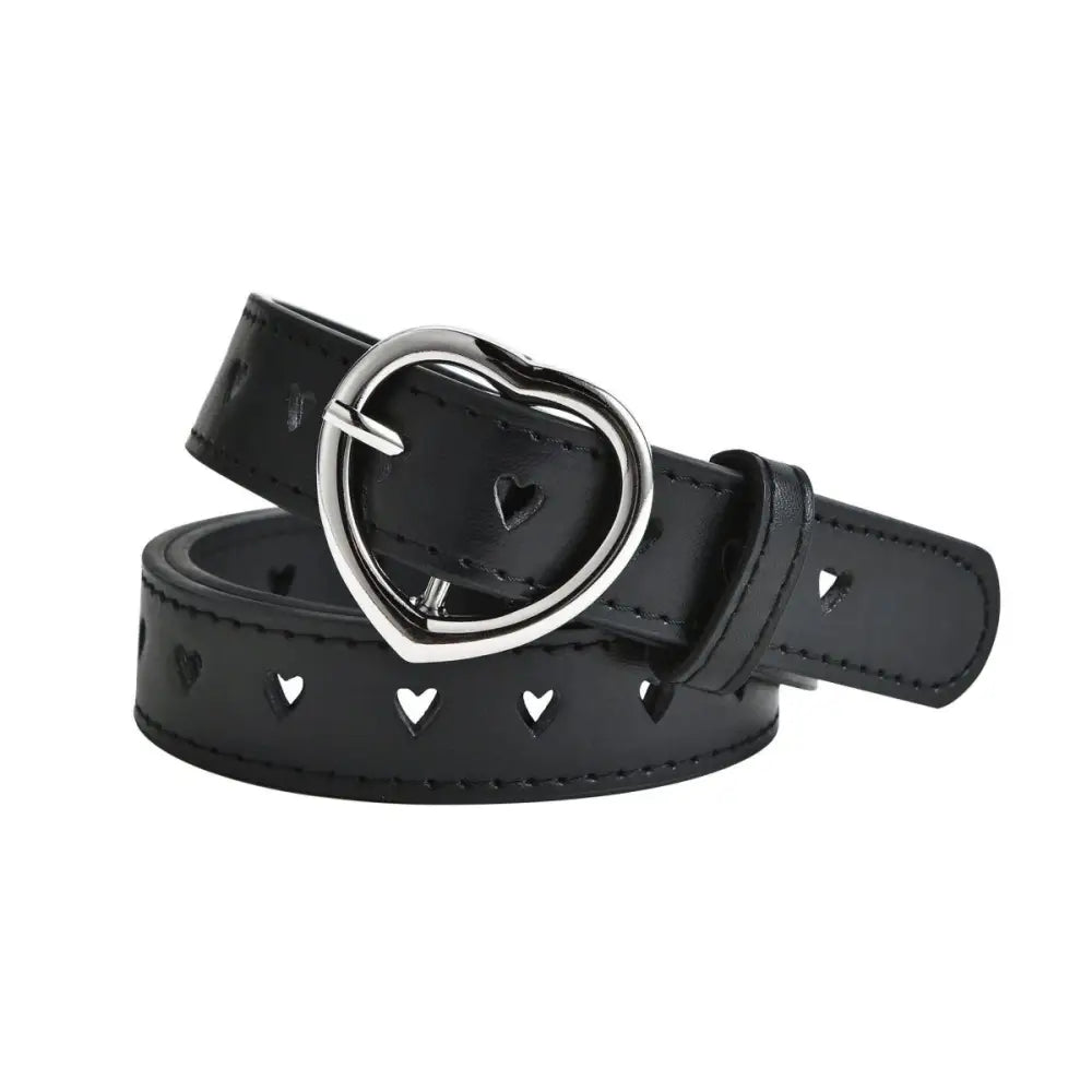 Love Model colorful heart-perforated leather belt with a black heart-shaped buckle