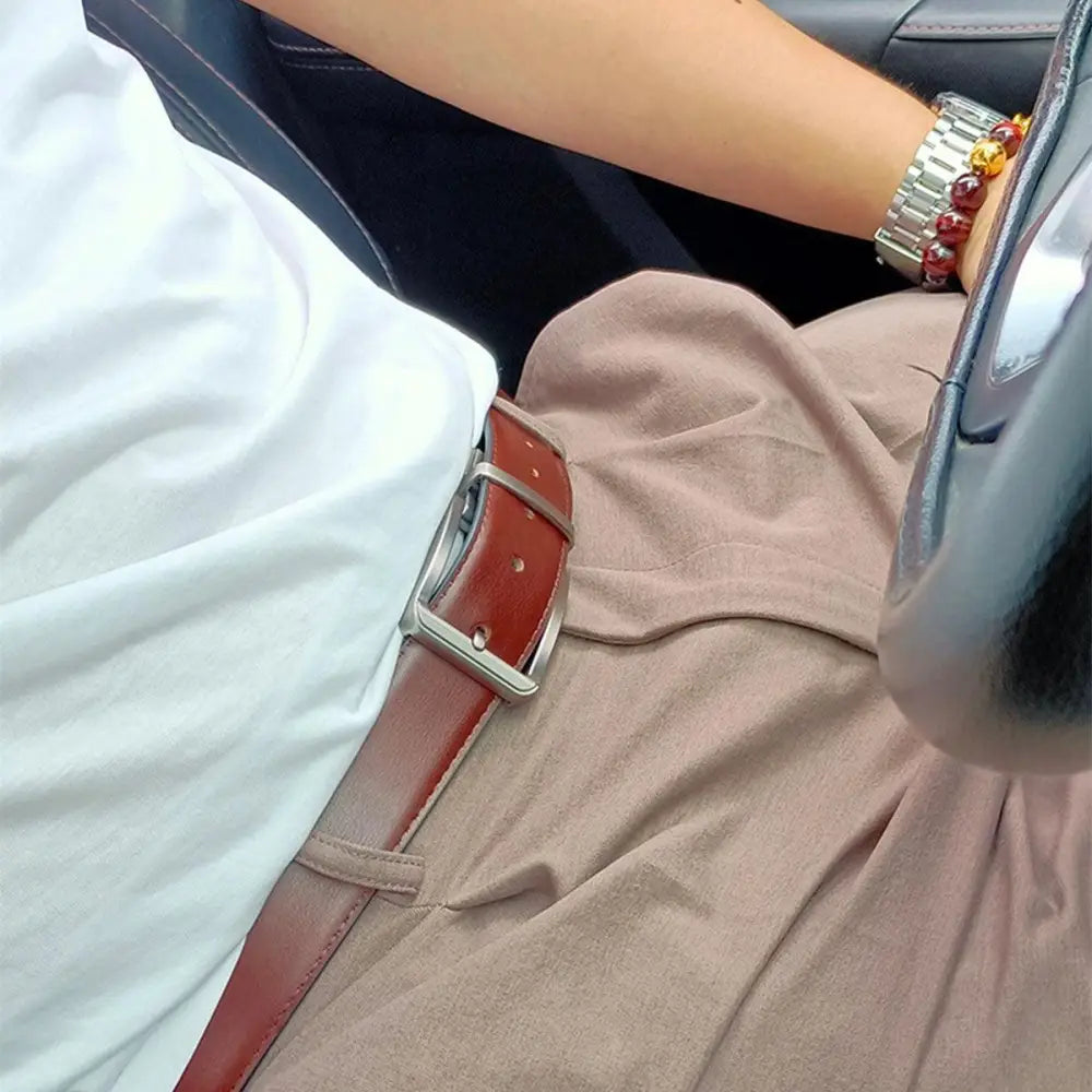 Brown leather belt from Lucas Leather featuring a silver buckle for elegant style