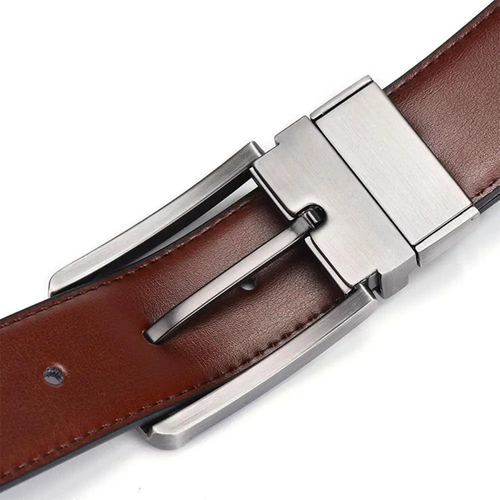 Lucas Leather Belt with Silver Buckle showcasing elegant brown leather style