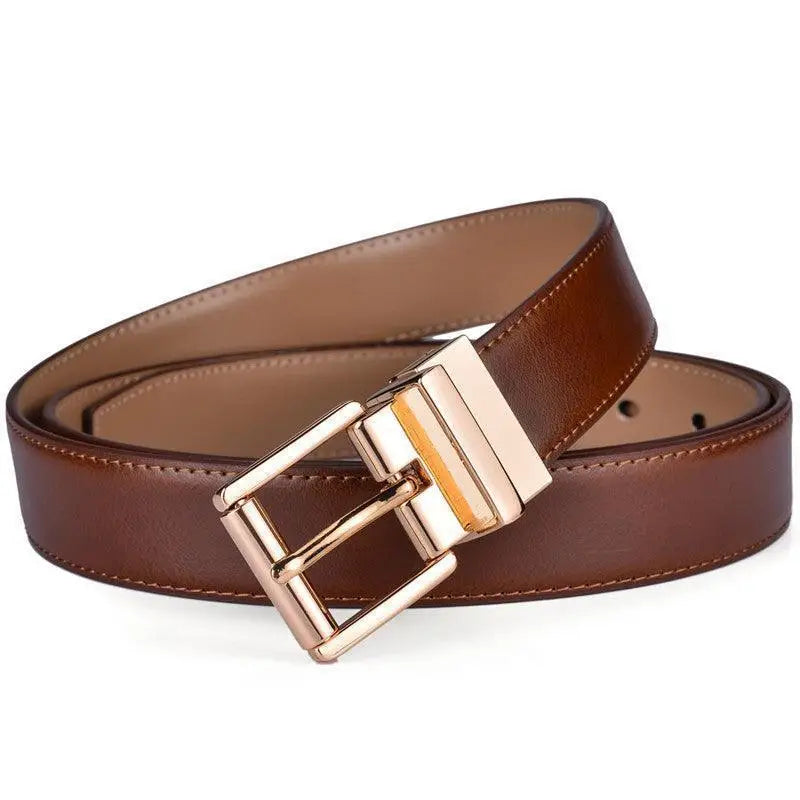 Camille Belt in Brown Leather with Gold Buckle for a stylish accessory