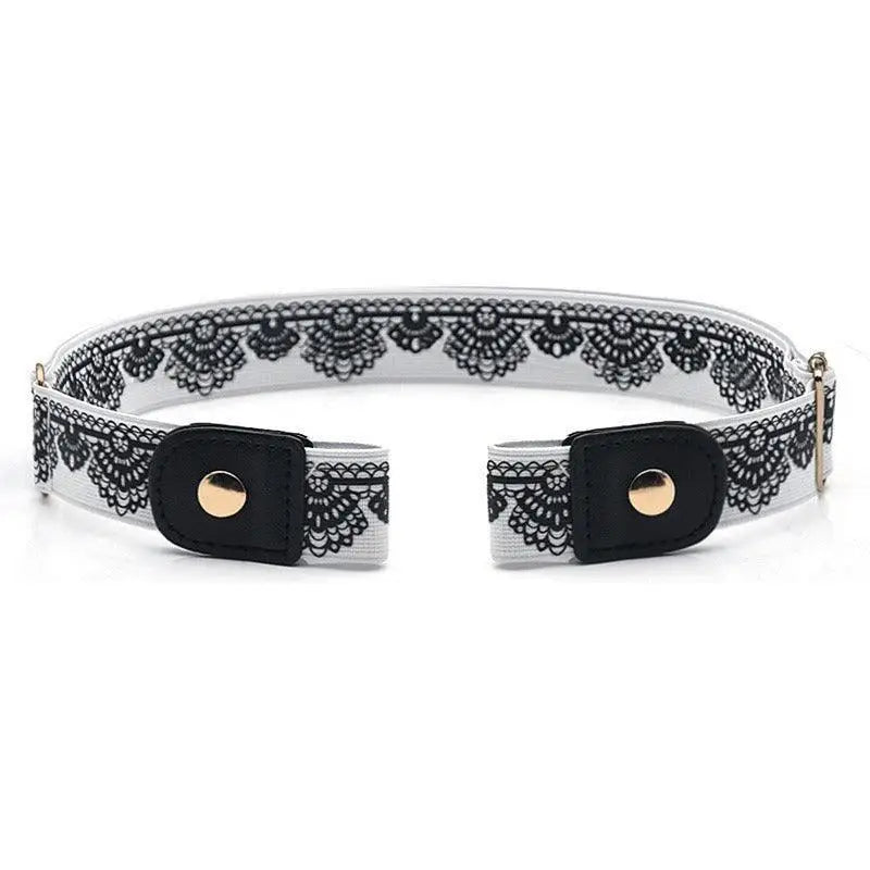 White lace elastic Carola Belt with striped and elegant design for stylish wear