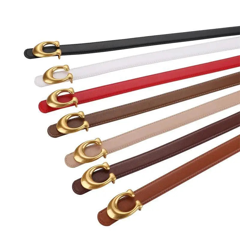 Assorted faux leather belts with gold buckles from Irine Faux Leather collection