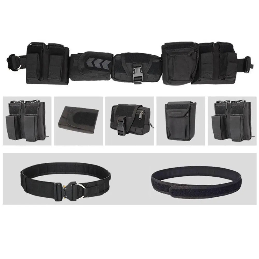 Black Molle 6-Piece Grimkel tactical belt with pouches for outdoor adventures