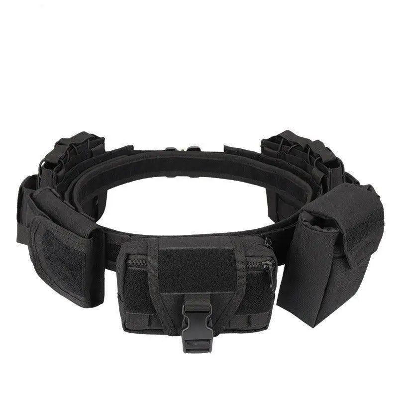 Black Molle 6-Piece Grimkel Tactical Fanny Pack and Belt with pouches for outdoor use