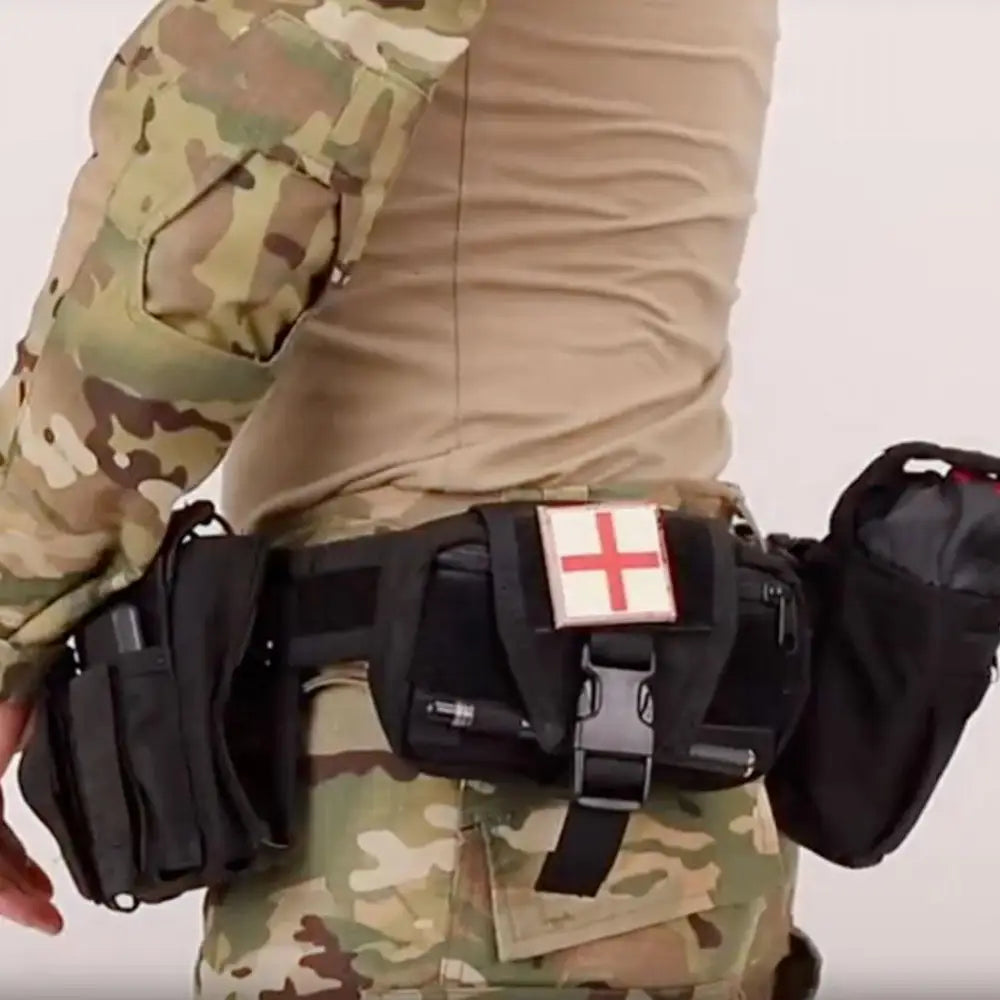 Black tactical medical fanny pack from the Molle 6-Piece Grimkel Tactical collection