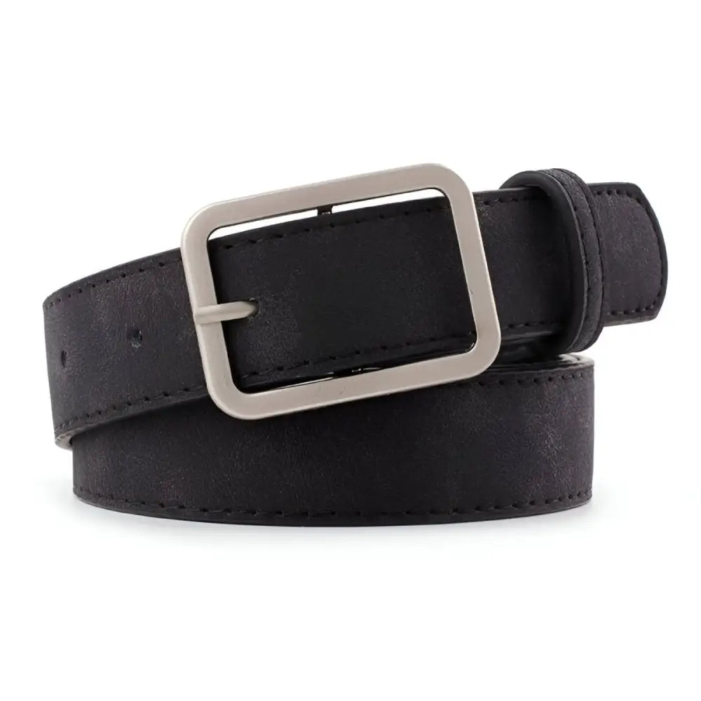Black leather belt featuring a silver buckle from Assorted Leather Belts collection